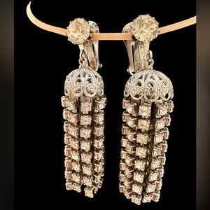 Albert Weiss Silver Crystal Clip On Earrings